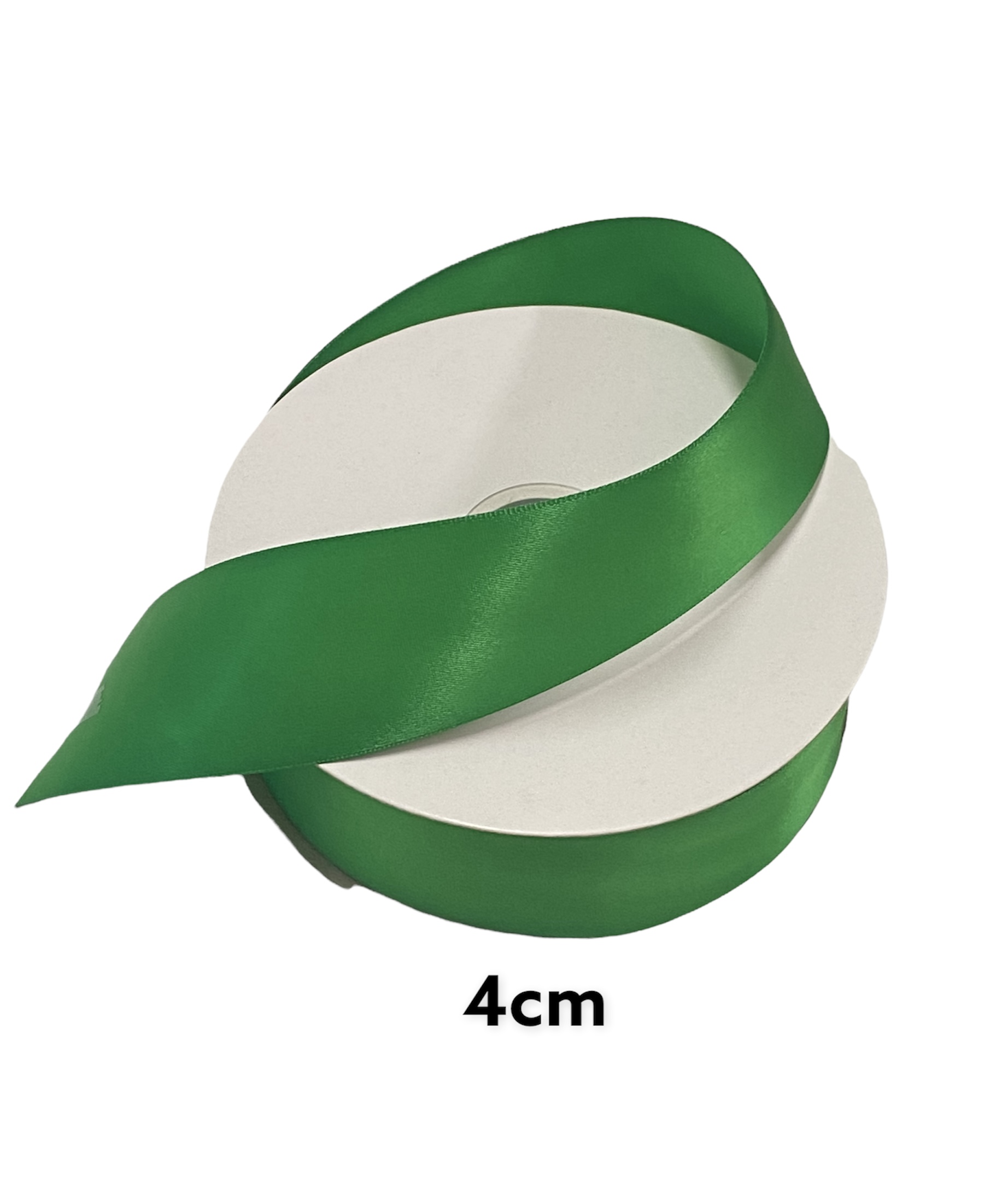 Stuha saténová-jednostranná 4cm; 45m;stušková zelená
