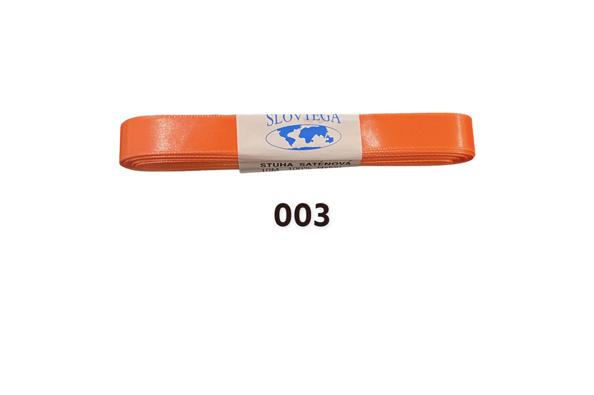 Stuha saténová-jednostranná 0,9cm; 10m;oranžová 003