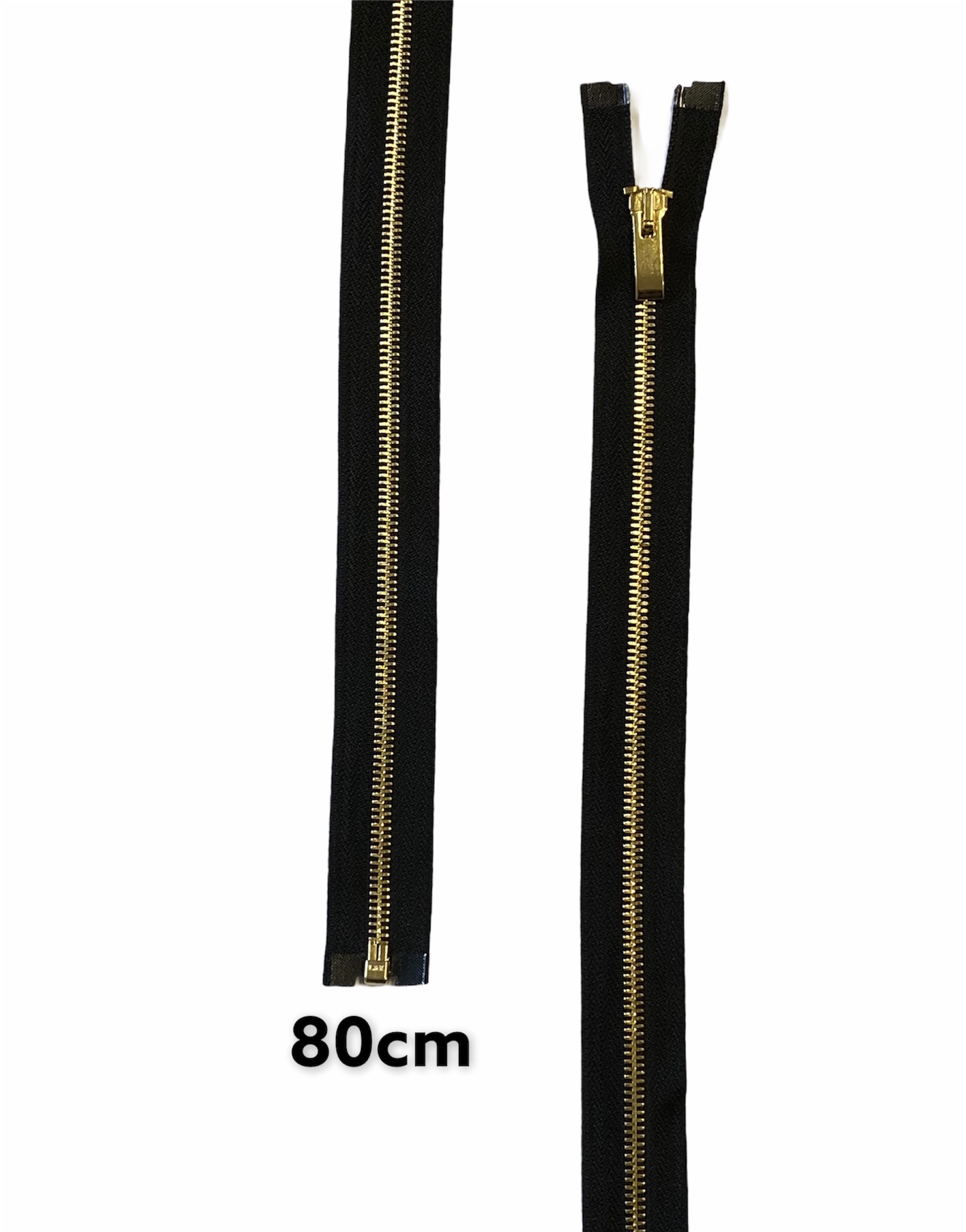 Zips kovový mosadz 6mm; 80cm; čierna