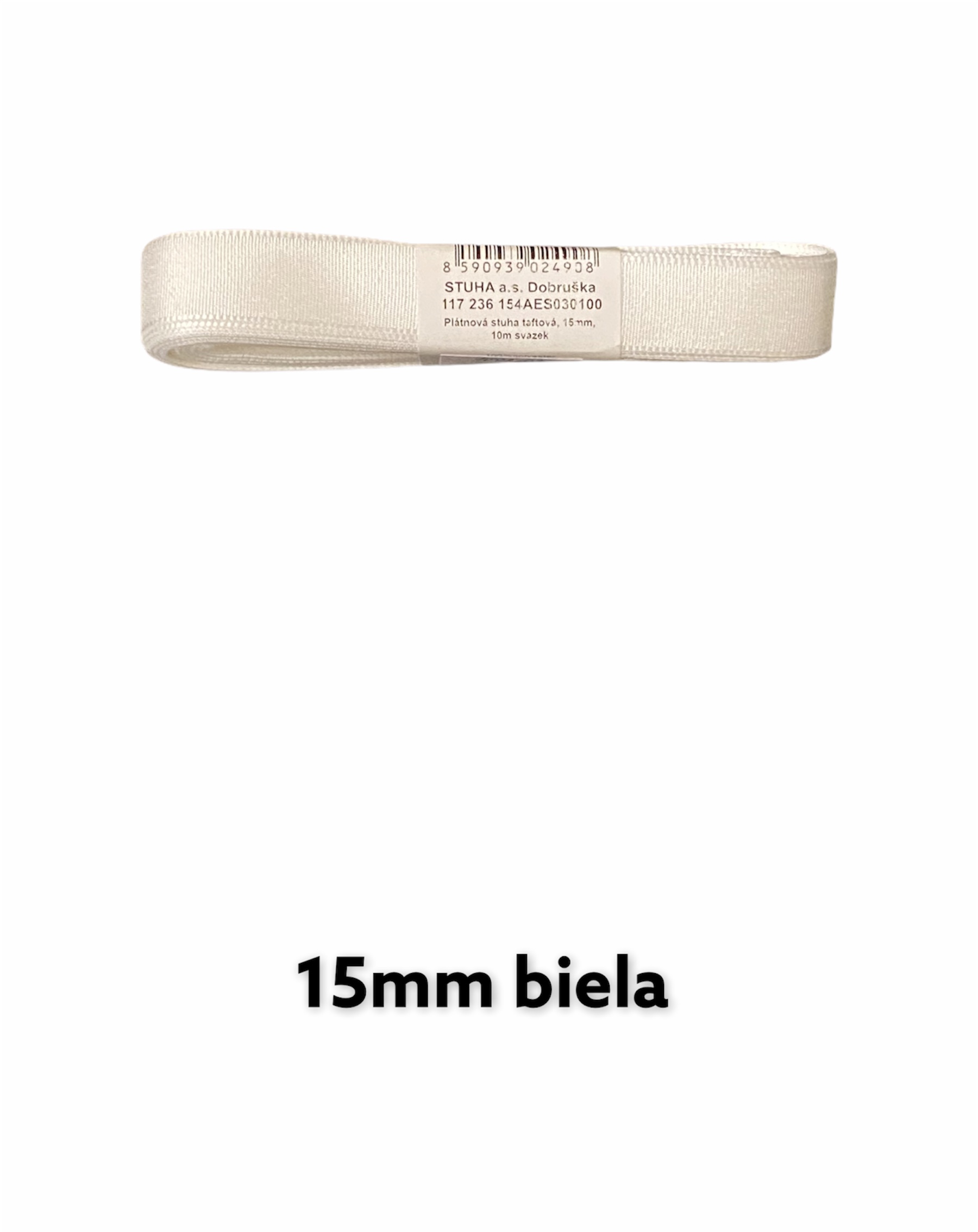 Stuha taftová 15mm; 10m; biela