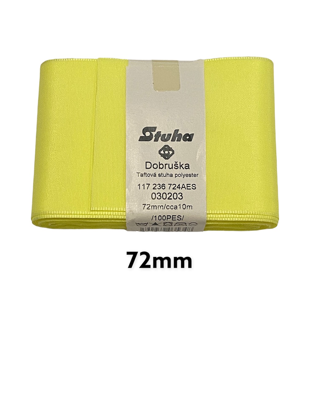 Stuha taftová 72mm; 10m; bl.žltá